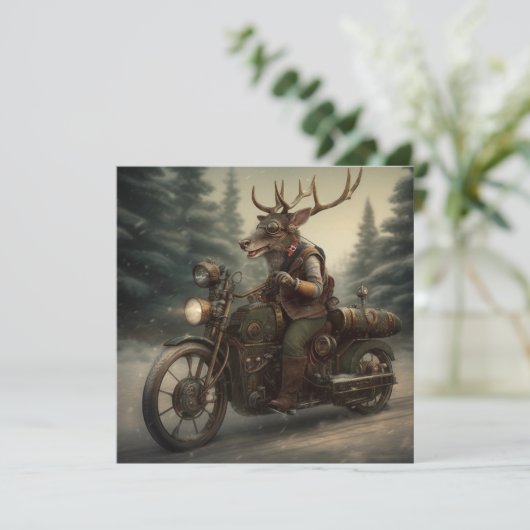 Steampunk Kerstmis Feestdagenkaart (Staand voorkant)