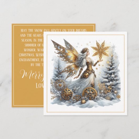 Steampunk Kerstmis – Gouden Fee met Sneeuwvlok (Voorkant / Achterkant)