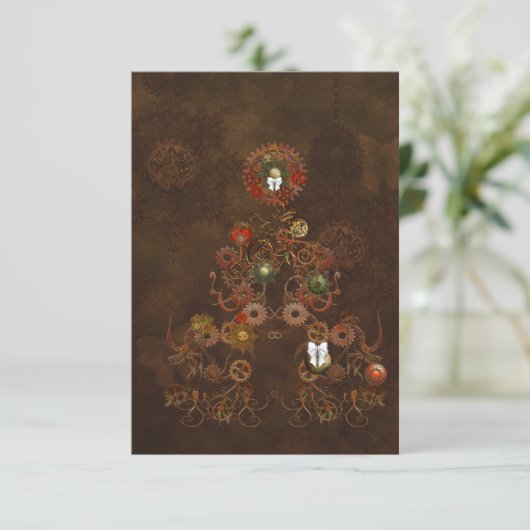 Steampunk Kerstmis Kaart (Staand voorkant)