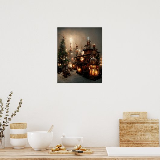 Steampunk Kerstmis Poster (Keuken)