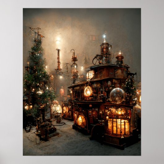 Steampunk Kerstmis Poster (Voorkant)