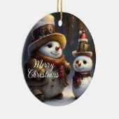 Steampunk Kerstmis Sneeuwmannen Keramisch Ornament (Rechts)