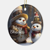 Steampunk Kerstmis Sneeuwmannen Keramisch Ornament (Links)