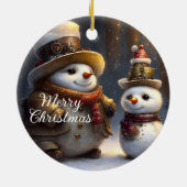 Steampunk Kerstmis Sneeuwmannen Keramisch Ornament (Achterkant)