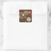 Steampunk Kerststickers Vierkante Sticker (Tas)