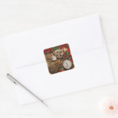 Steampunk Kerststickers Vierkante Sticker (Envelop)