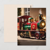Steampunk Kersttrein briefkaart (Voorkant / Achterkant)
