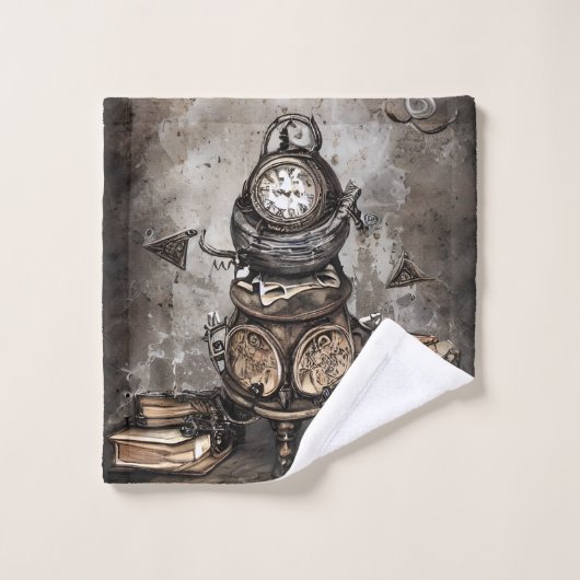 steampunk ketel | Spellbooks en klokken Bad Handdoek (Wasdoekje)