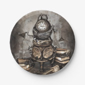  steampunk ketel | Spellbooks en klokken Papieren Bordje (Voorkant)