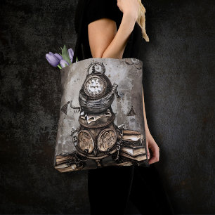 steampunk ketel Spellbooks en klokken Tote Bag