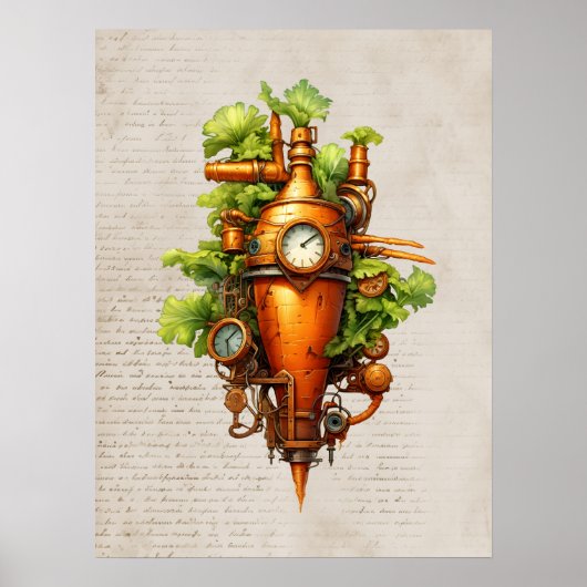 Steampunk keukenkunst, Wortel Poster (Voorkant)