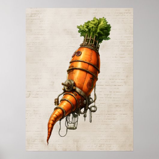 Steampunk keukenkunst, Wortel Poster (Voorkant)