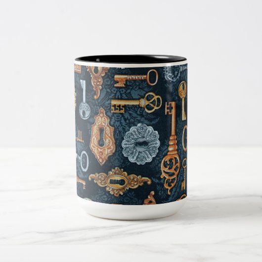 Steampunk Keys en Key Holes Pattern Mok (Center)