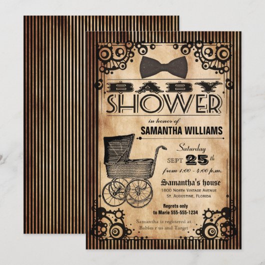 Steampunk  Kijk Baby shower Kaart (Voorkant / Achterkant)