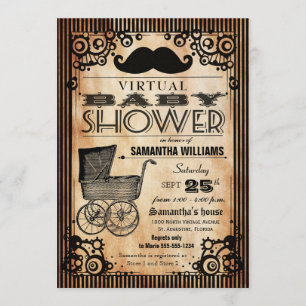 Steampunk  Kijkjongen virtueel Baby shower Kaart