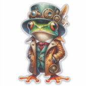 Steampunk Kikker Transparante Sticker (Voorkant)
