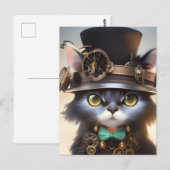 Steampunk Kitten Briefkaart (Voorkant / Achterkant)