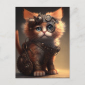 Steampunk Kitten Briefkaart (Voorkant)