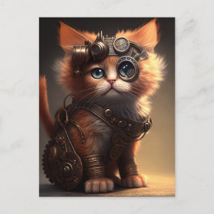 Steampunk Kitten Briefkaart