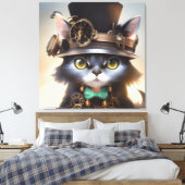 Steampunk Kitten Canvas Afdruk (Insitu (Slaapkamer))