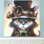 Steampunk Kitten Canvas Afdruk (Insitu (Houten vloer))