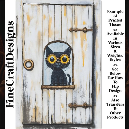 Steampunk Kitten + Distressed Wood AP9 Decoupage Tissuepapier