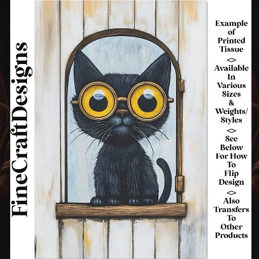 Steampunk Kitten + Distressed Wood AQ1 Decoupage Tissuepapier