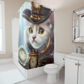 Steampunk kitten douchegordijn (In situ)