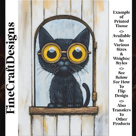 Steampunk Kitten + Gedecoreerd Hout AQ1 Decoupage Tissuepapier