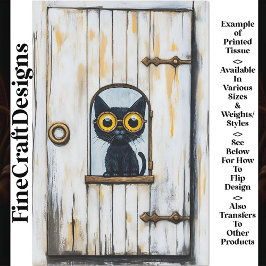 Steampunk Kitten + Gedecoreerde Houten AP9 Decoupa Tissuepapier