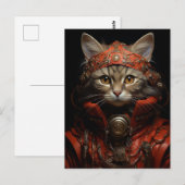Steampunk Kitten in rood Briefkaart (Voorkant / Achterkant)
