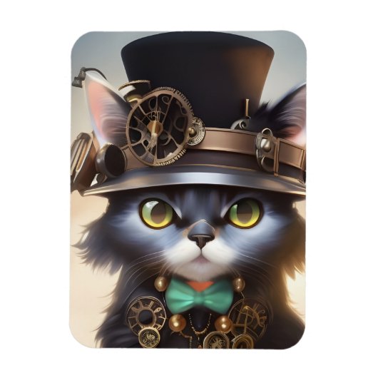 Steampunk Kitten Magneet (Verticaal)