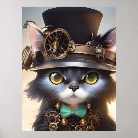 Steampunk Kitten Poster (Voorkant)