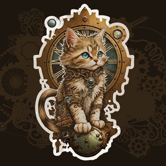 Steampunk Kitten Sticker