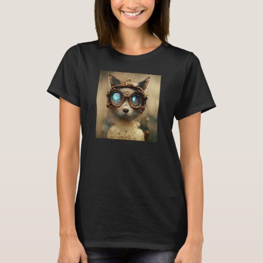 Steampunk Kitty Cat Engineer T-shirt (Voorkant)