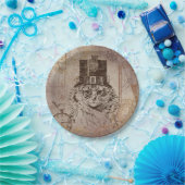 Steampunk Kitty Cat in Top Hat, Gears, Pocketwatch Papieren Bordje (Feest)