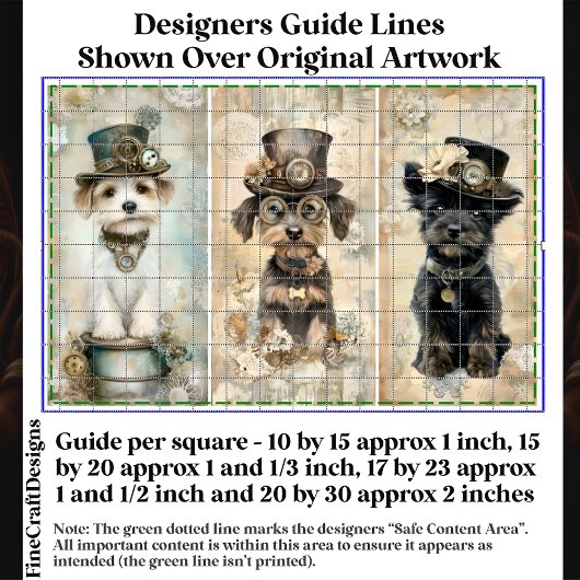 Steampunk Kleine Schattigee Hondenportretten DK9L  Tissuepapier