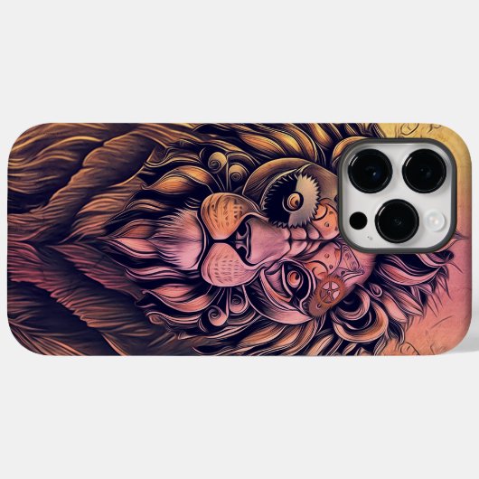 Steampunk-kleurenverloop Rustische lion Case-Mate iPhone Case (Achterkant (horizontaal))