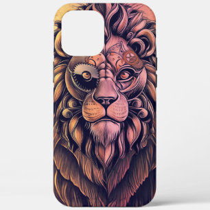 Steampunk-kleurenverloop Rustische lion Case-Mate iPhone Case