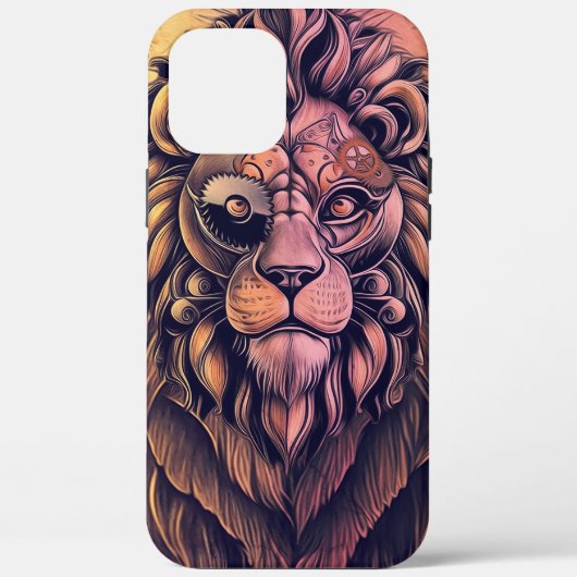 Steampunk-kleurenverloop Rustische lion Case-Mate iPhone Case (Achterkant)