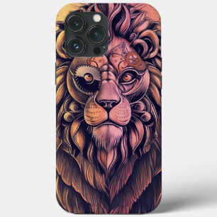 Steampunk-kleurenverloop Rustische lion Case-Mate iPhone Case