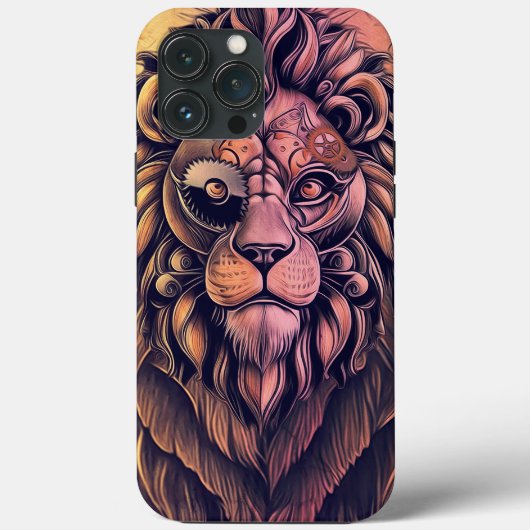 Steampunk-kleurenverloop Rustische lion Case-Mate iPhone Case (Achterkant)