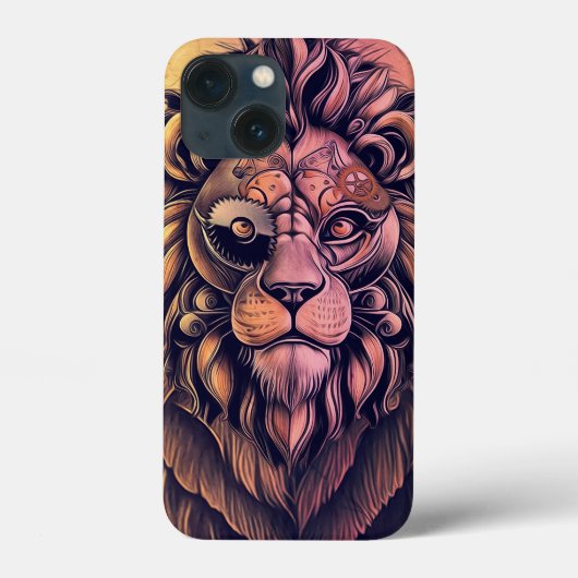 Steampunk-kleurenverloop Rustische lion Case-Mate iPhone Case (Achterkant)