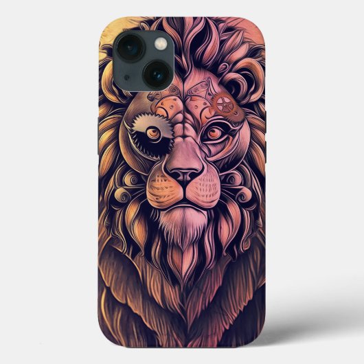 Steampunk-kleurenverloop Rustische lion Case-Mate iPhone Case (Achterkant)