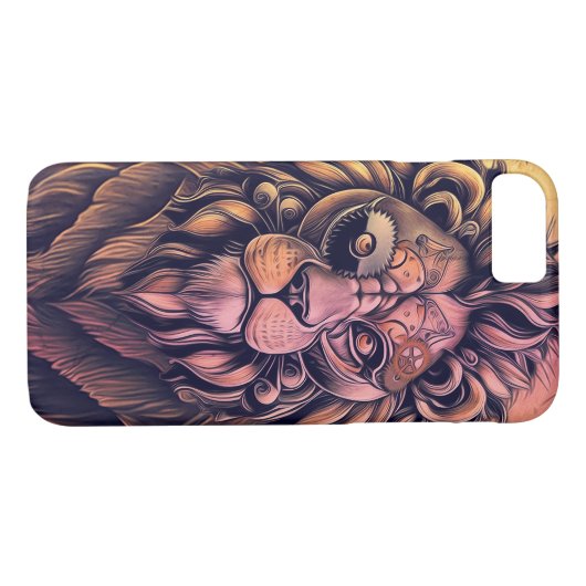 Steampunk-kleurenverloop Rustische lion Case-Mate iPhone Case (Achterkant (Horizontaal))