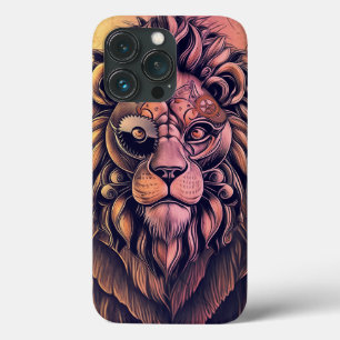 Steampunk-kleurenverloop Rustische lion Case-Mate iPhone Case