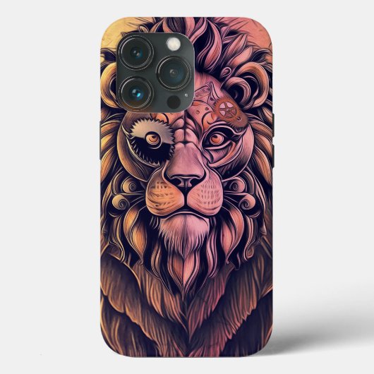 Steampunk-kleurenverloop Rustische lion Case-Mate iPhone Case (Achterkant)