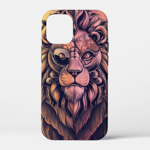 Steampunk-kleurenverloop Rustische lion Case-Mate iPhone Case