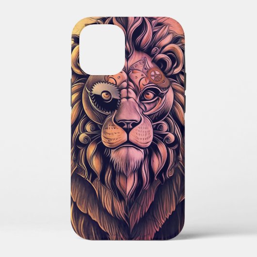 Steampunk-kleurenverloop Rustische lion Case-Mate iPhone Case (Achterkant)