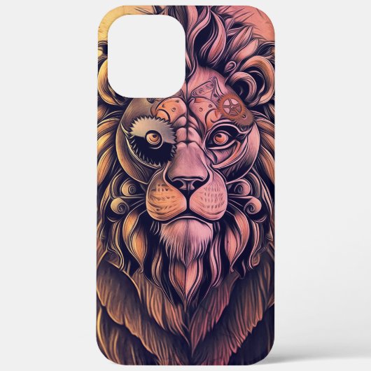 Steampunk-kleurenverloop Rustische lion Case-Mate iPhone Case (Achterkant)